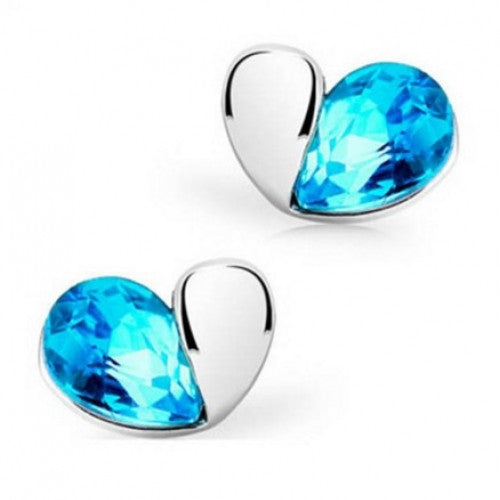 Ocean Blue Double Heart Stud Earring