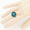 Ethnic Style Emerald Silver Glass Ring