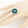 Ethnic Style Emerald Silver Glass Ring