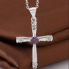 Cross Amethyst Popular Rolo Chain Necklace